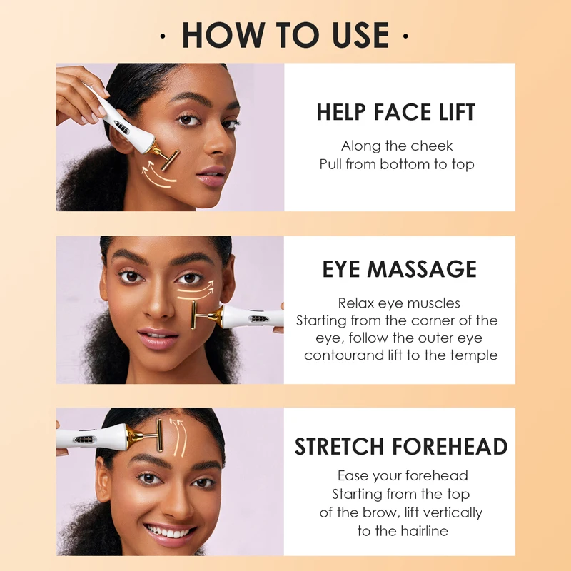 KSKIN Face Lift Roller Vibration Slimming Massager Facial Stick Facial Beauty Skin Care T Shaped Vibrating Massager