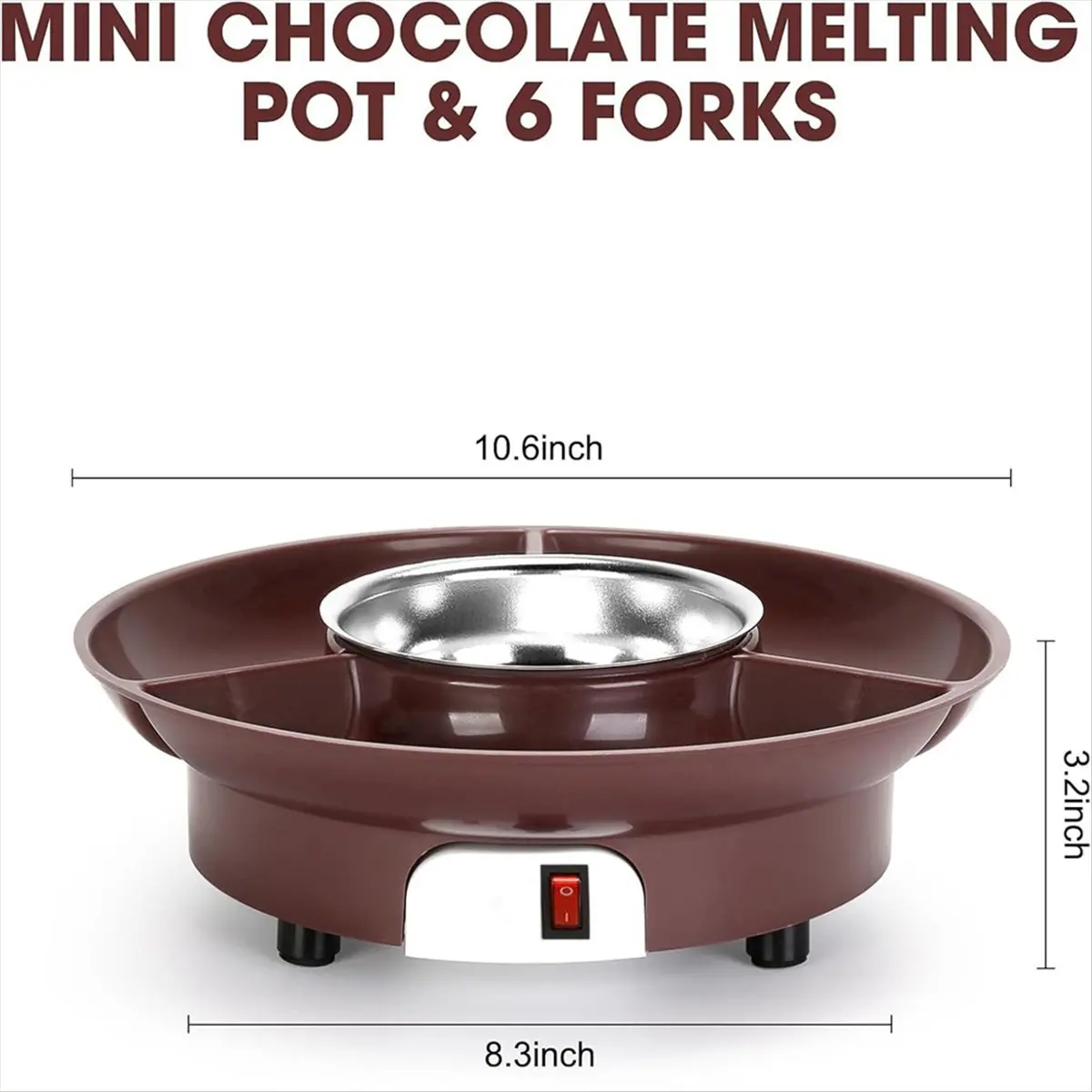 workjob 10oz MINI Electric Chocolate Melting Pot Chocolate Fondue Fountain Warmer Machine for Milk Chocolates Cheese Butter (EU)