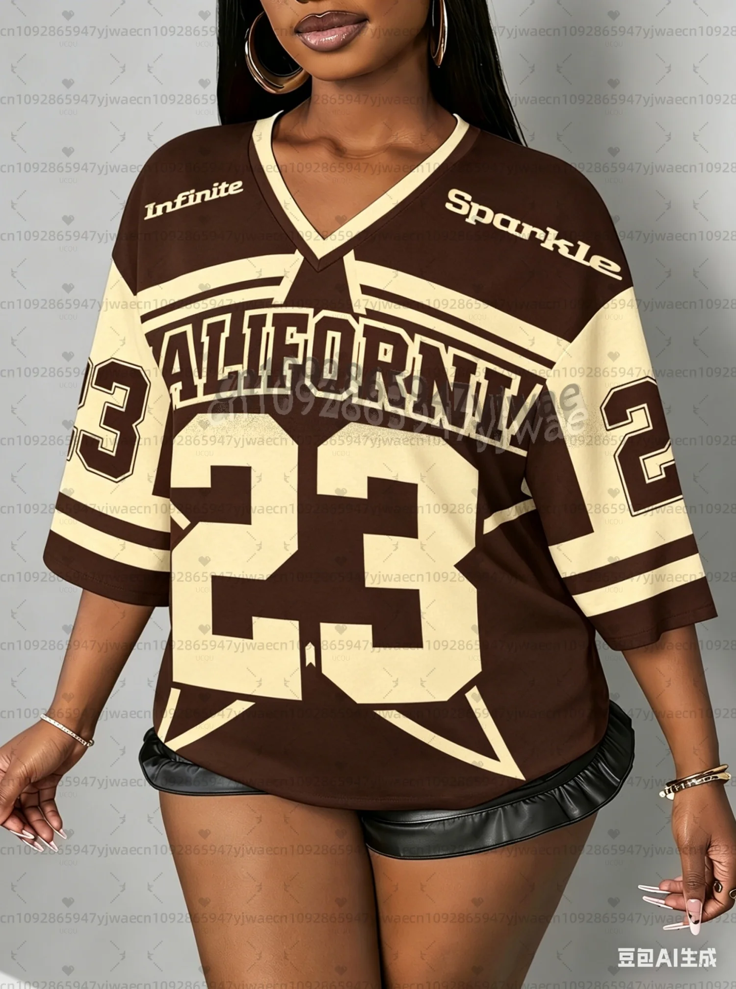 2026 Hot Selling Women Color blocked California NO.23  print V-Neck Short Sleeved baseball T-Shirt MEN Women men  Jersey T-Shirt