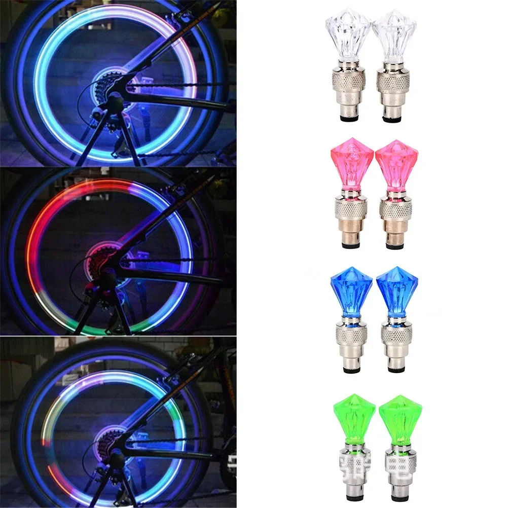 New Bicycle Valve LightsBike Accessories Wheel Spokes Tire Cycling LED Light Batteries Tyre Tire Valve Caps Lantern Lamp