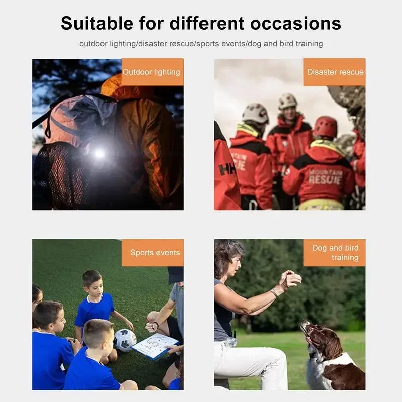 Running Safety Whistle Women 3 Modes LED Light Up Whistle With Lanyard Survival Whistle Keychain For Camping Type-C Charging