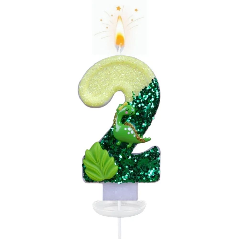 Neue 0-9 Zahlen-Geburtstagskerzen Original Grüne Dinosaurier-Welt Geburtstagstorten-Digitalkerzen Partydekoration – Detail 6
