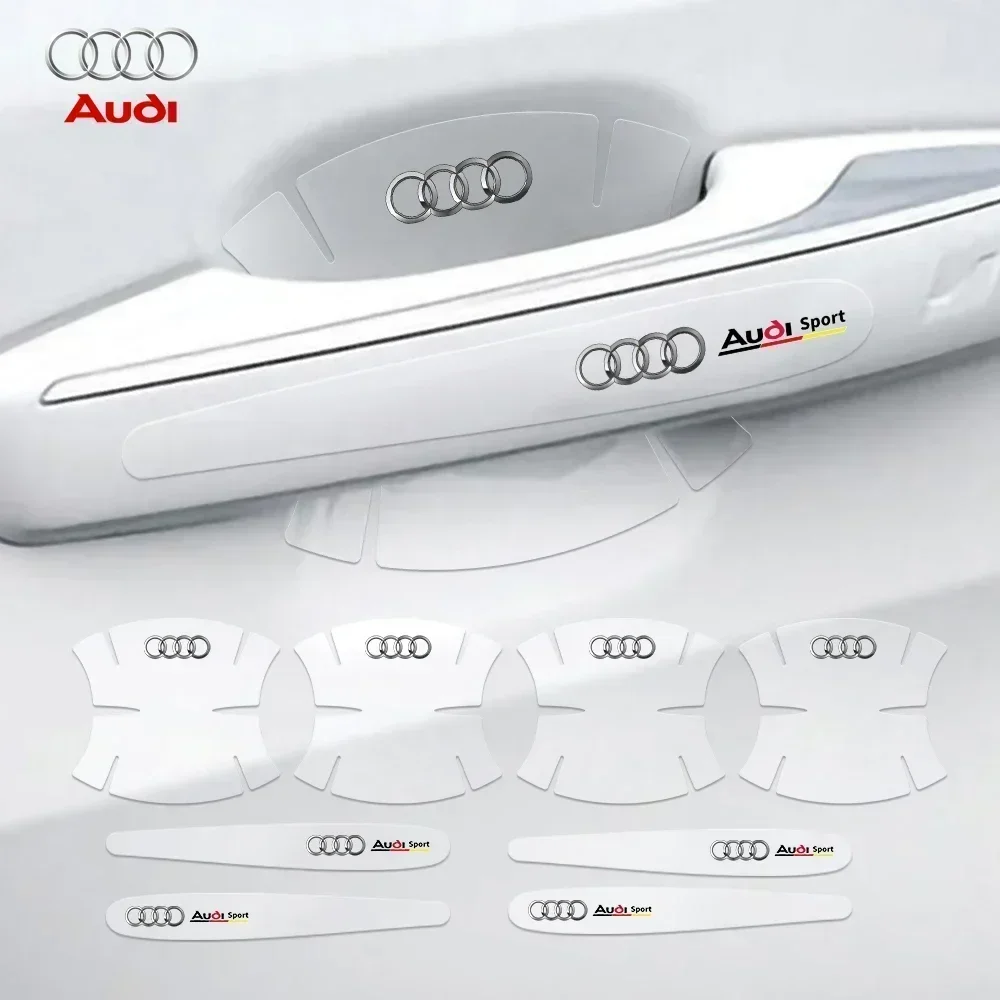 4/8Pcs PVC Car Door Handle Anti-Scratch Protection Sticker For Audi A1 A2 A3 A4 A4L A5 A6 A7 A8 A8L TT Q1 Q2 Q3 Q4 Q5 Q6 Q7 Q8