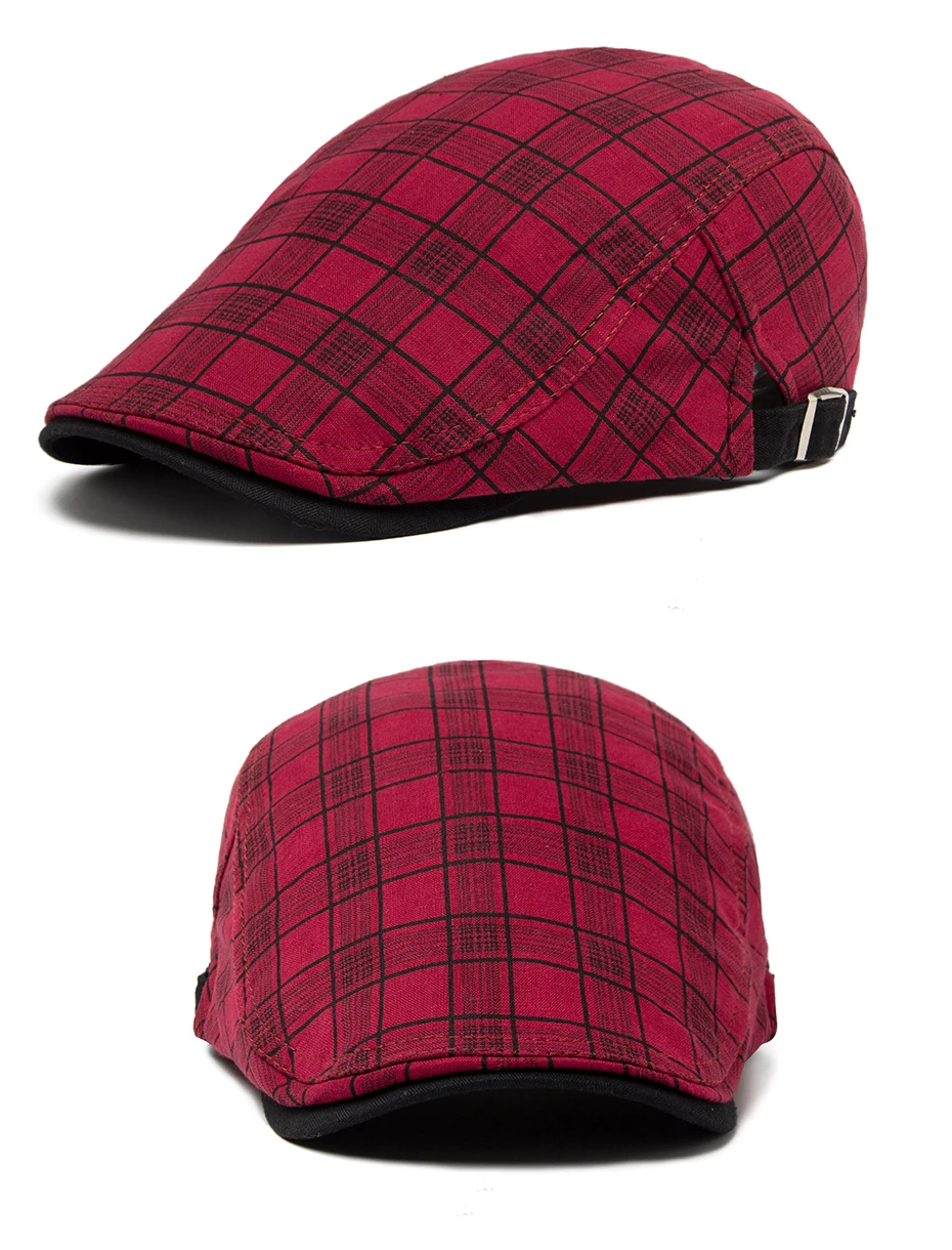 CNTANG Neue Sommer Dünne Baskenmütze Mode Männer Vintage Plaid Baumwolle Leinen Visier Flache Kappen Für Frauen Berets Boina Casual Weibliche – Detail 7