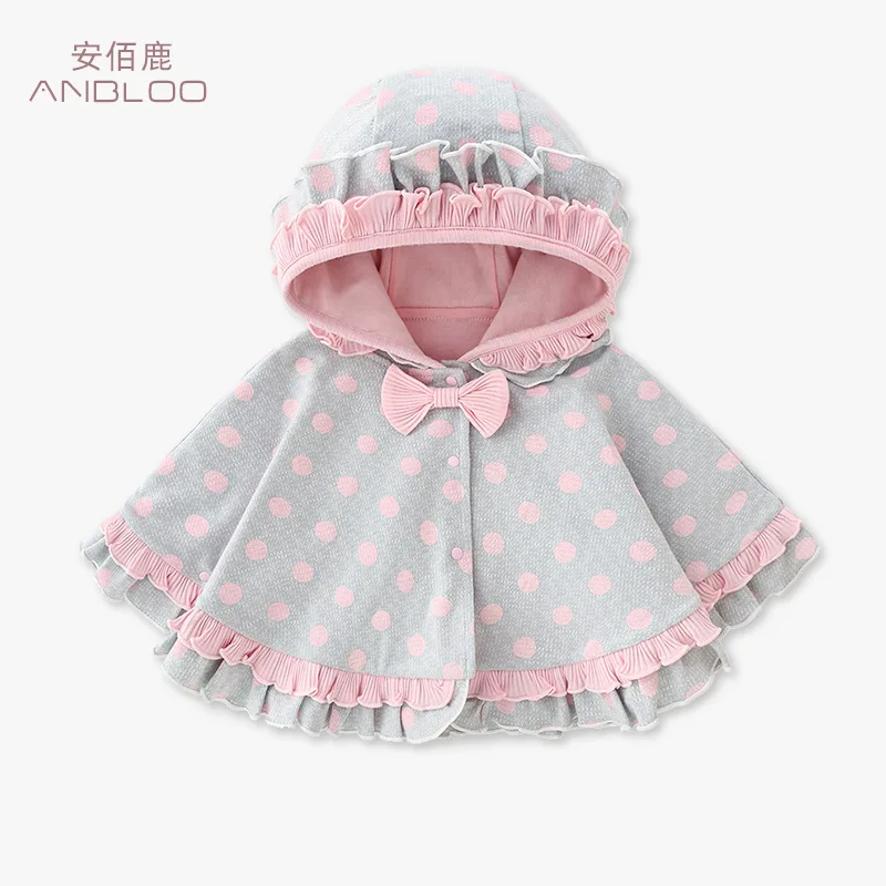 Children's Clothing, Princess Shawl, Cloak, Girls' Double-layer Hooded Bow, Outdoor Cloak, Spring and Autumn Coat