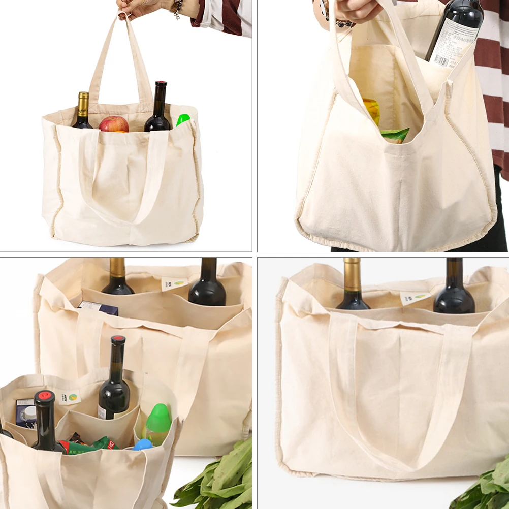 

1Pcs Sturdy Cotton Shopping Handbag Eco Friendly Reusable Grocery Carrier Heavy Duty Canvas Bag for Supermarket Outdoor