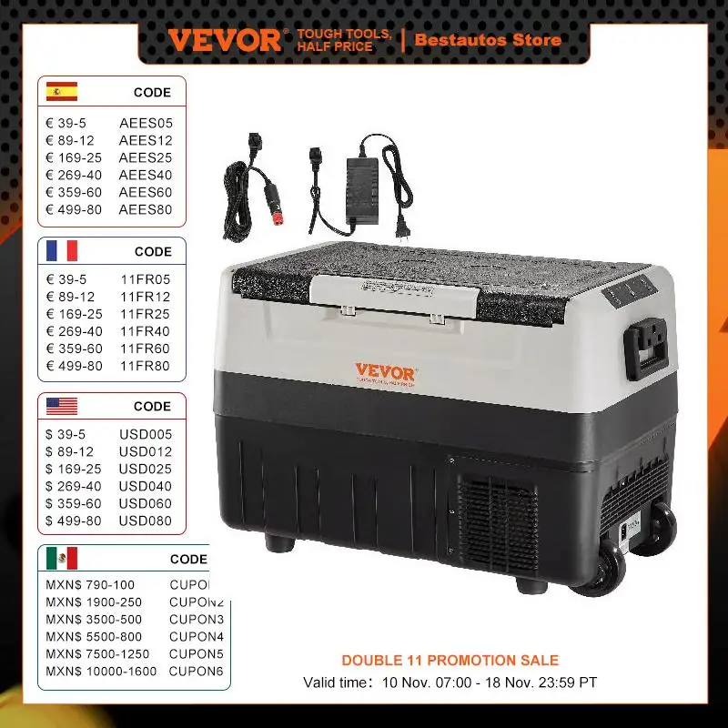 VEVOR 35L 45L 55L Auto Koelkast Mini Koelkast Vriezer Draagbare Compressor Koeler Ijsbox Houden Koel