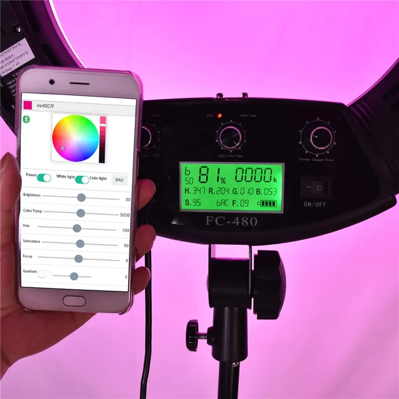 45cm RGB Ring Light Color LED Ring Light with 2m Tripod with Phone Clip