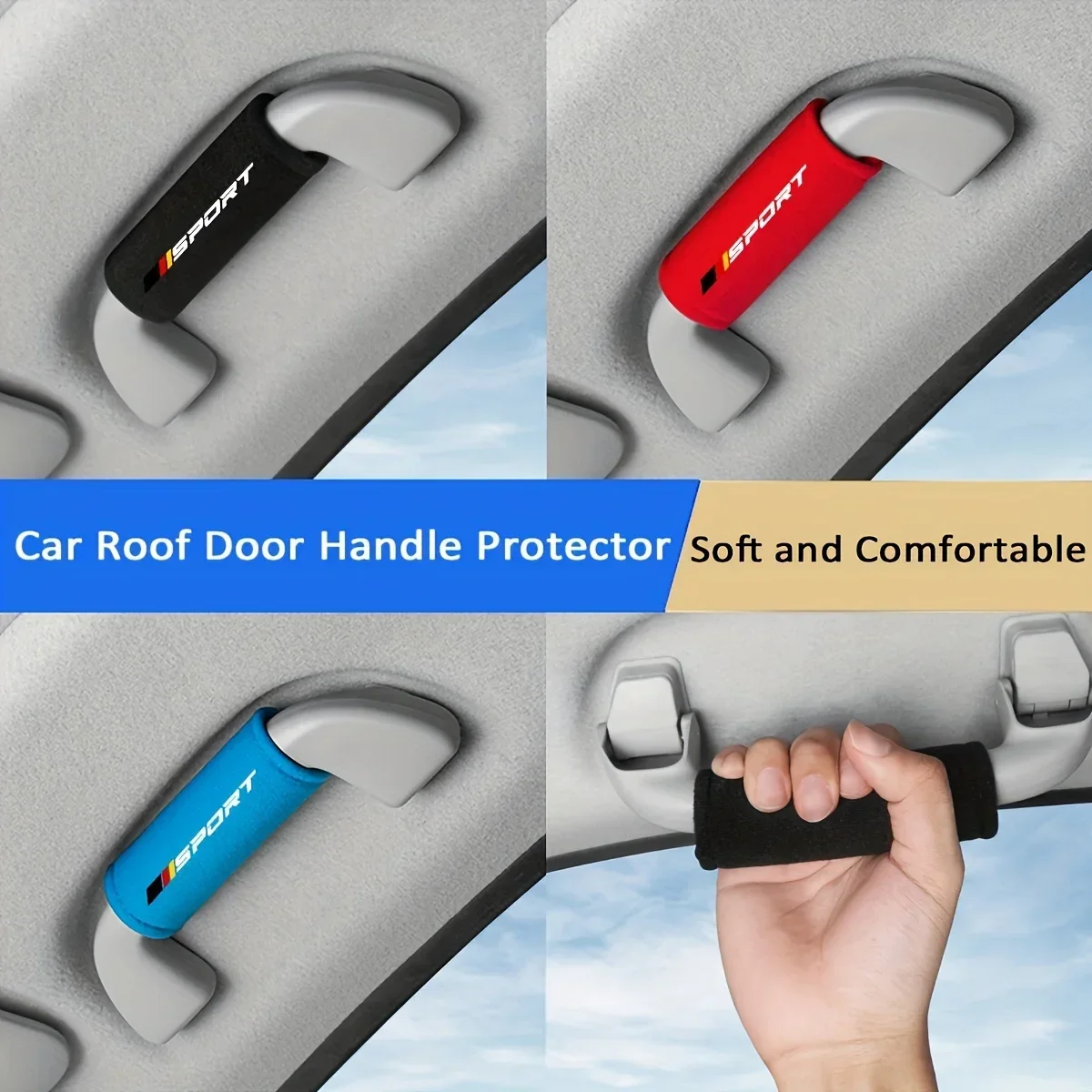 4Pcs Fluff Car Roof Door Handle Protector Car Armrest Cover, Fit for Vehicle Use, Can Be Freely Matched To Decorate Your Car