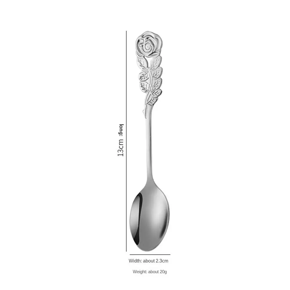 Fruit Fork Mirror Polishing Elegant And Classical Fork Stainless Steel Fork Spoon Rose Handle Mixing Spoon Dessert Spoon