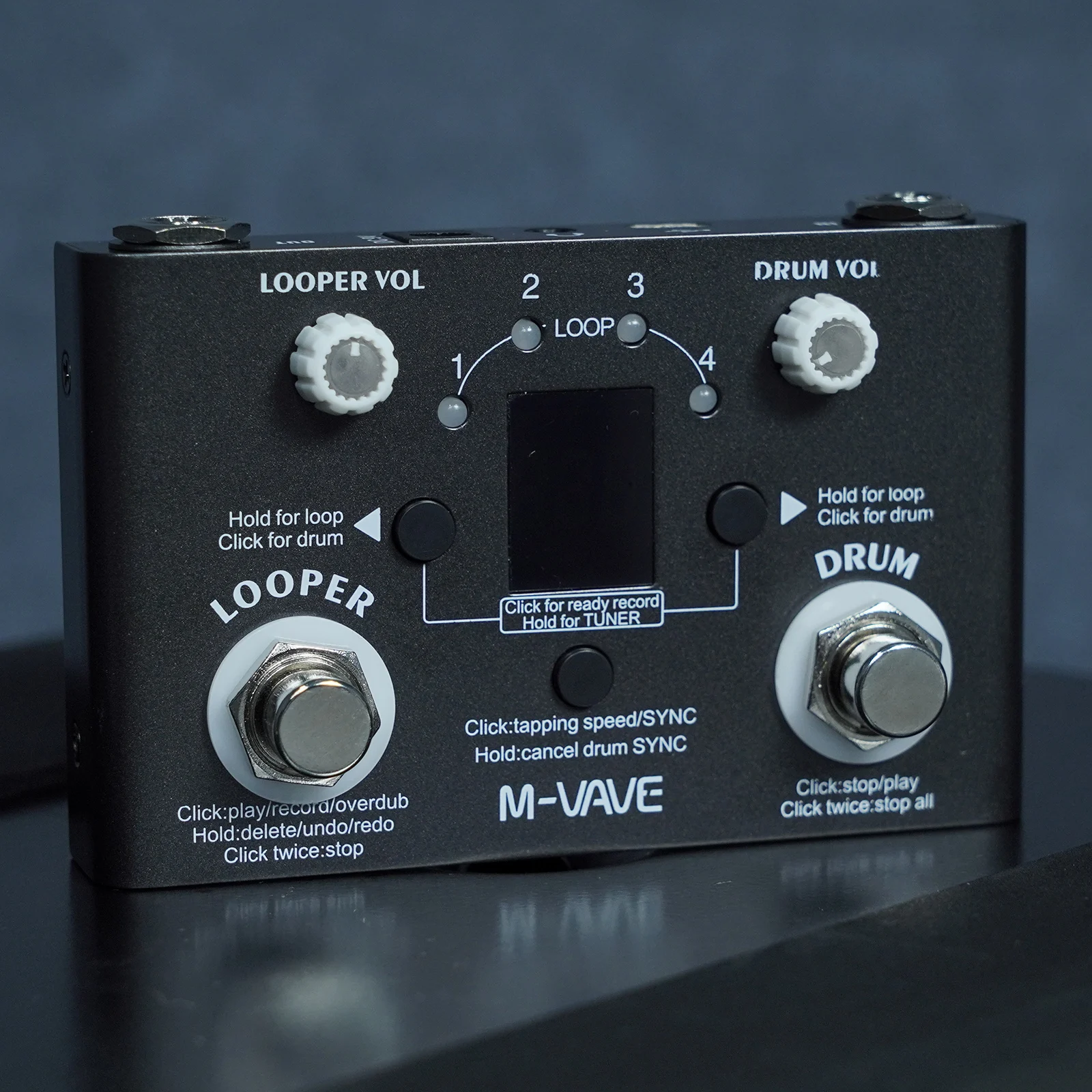 M-VAVE Guitar Pedal Lost Tempo V2 Drum Machines Looper Effect Pedal Built-in 30 Drums 11 Mins Recoding Time High Precision Tuner