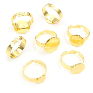 10pcs 6/8/10/12/14/15mm 304 스테인리스 스틸 골드 도금 조절 가능한 링 설정 블랭크베이스, 8-15mm 유리 카보 폰 DIY 10 최고의 판매 공백 링 -№4