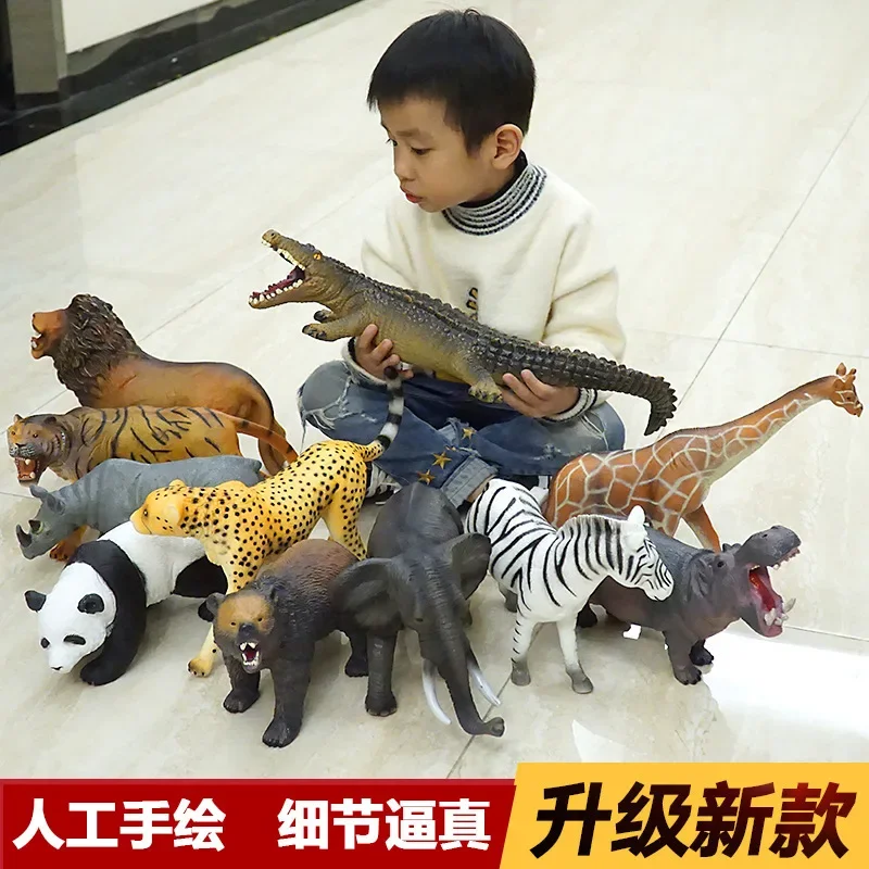 Grandi dimensioni Zoo Animale coccodrillo ippopotamo giraffa panda leone tigre Modello Colla morbida Action Figures Giocattoli educativi Regalo per i bambini