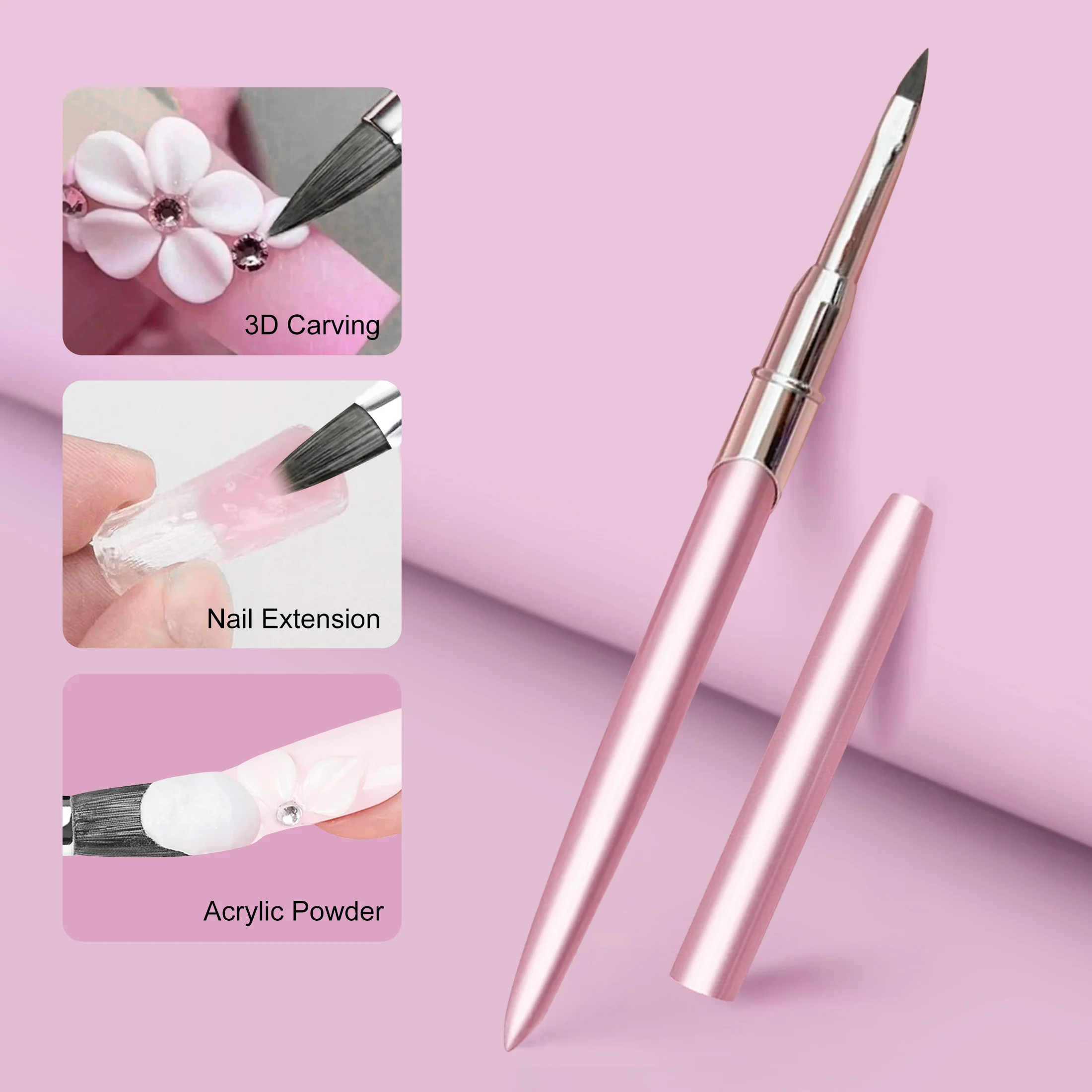 1pcs Nail Art Brush Design Tip Painting Drawing Carving Dotting Pen FlatFan Liner Acrylic Gel UV Polish Manicure Tools