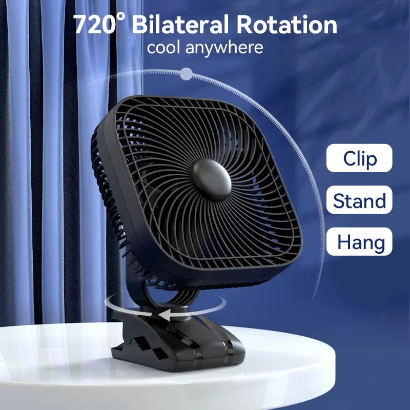 OPOLAR Rechargeable Clip Fan with Light and Hook 70H Battery Life Strong Wind Usb Fan