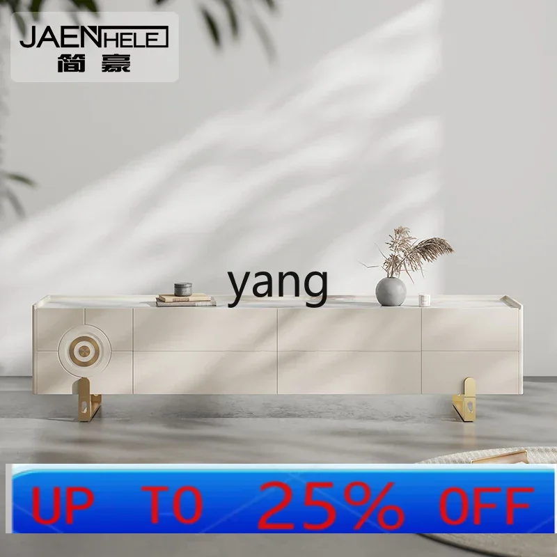 

LMMLight Luxury TV Cabinet Solid Wood Modern Living Room Coffee Table Combination Stone Plate Floor Cabinet