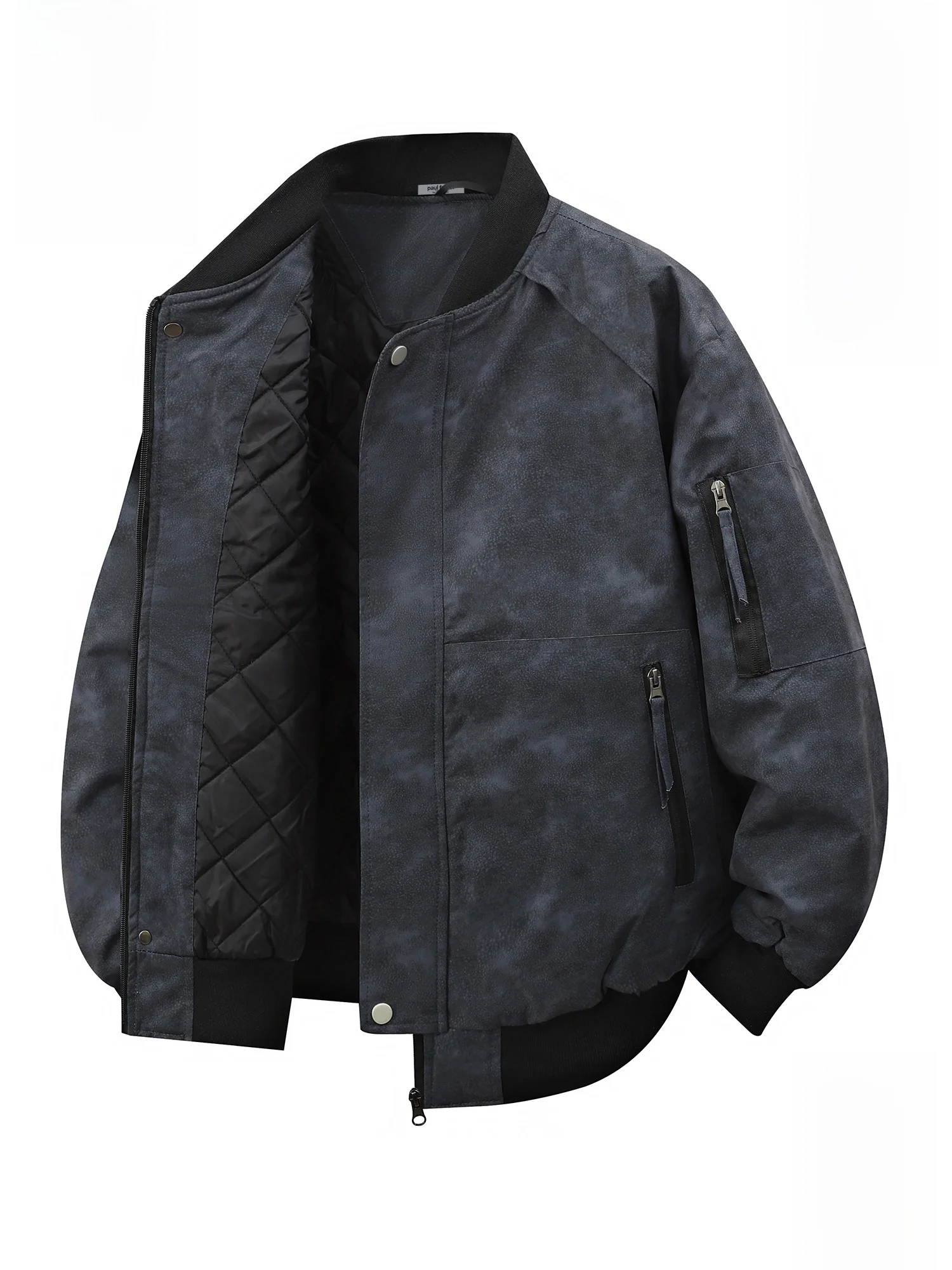 

PaulFrank Windproof Baseball Collar Jaet Men's Casual Tie Dye Warm Leather Coat Autumn Winter Youth American Sle Polyeste...