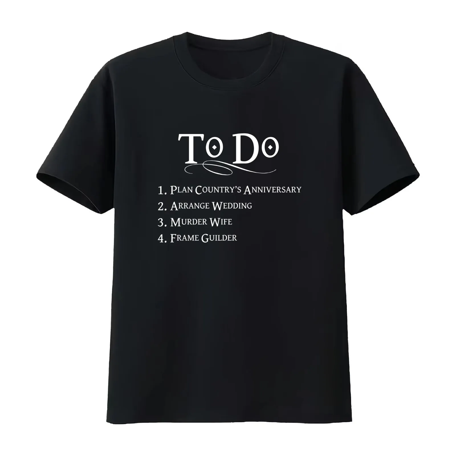 Princess Bride To Do List - White Lettering T-Shirt Summer Casual Cotton Tee Oversized Streetwear Tops Vintage Graphic Print