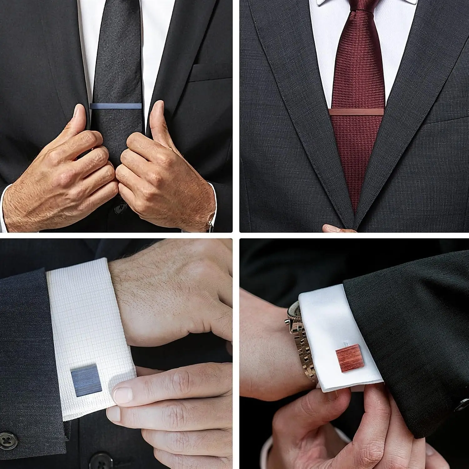 Wooden Tie Clip Cufflink Set Men Classic Copper Tie Bar Brown Blue Tie Collar Pin Jewelry
