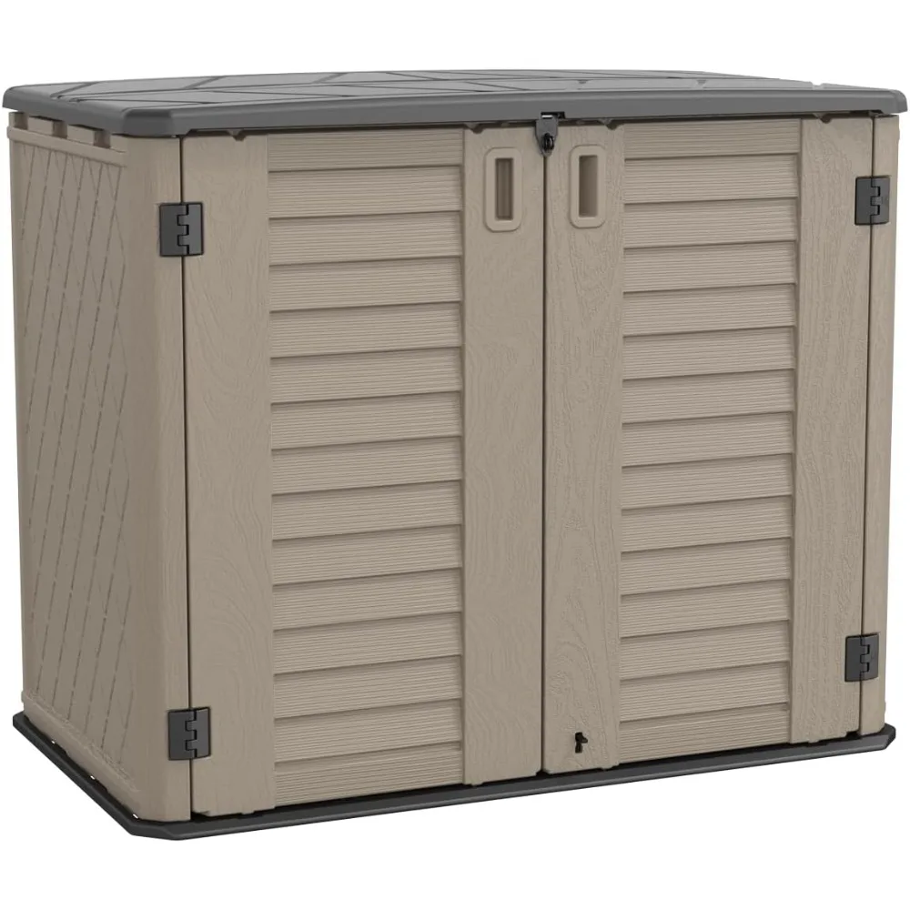 Outdoor Storage - Waterproof Horizontal Storage Cabinet for Garden, Patio, Backyard, 26 cu. ft. Dark Brown