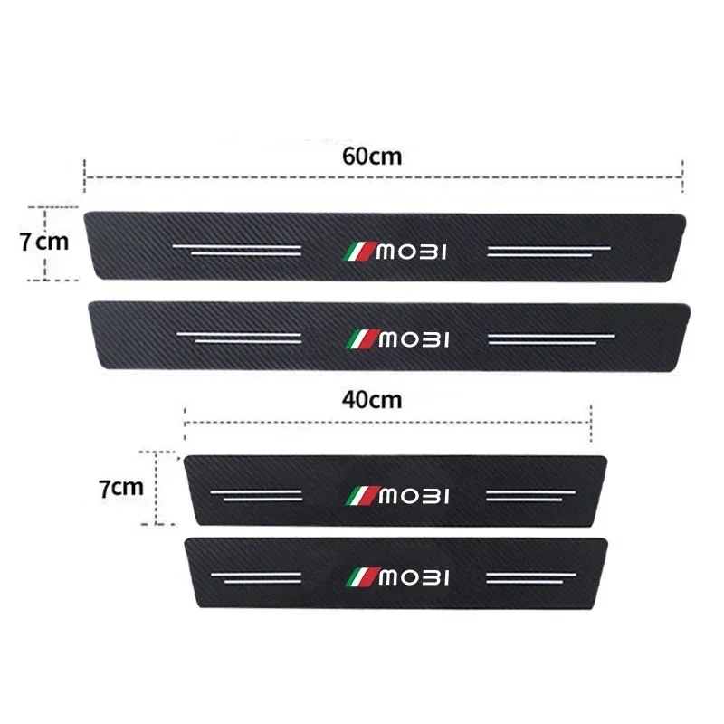 Carbon Fiber Car Threshold Strip Waterproof Protect Film for Fiat MOBI Emblem Trunk Door Sill Anti Kick Sticker Auto Interior