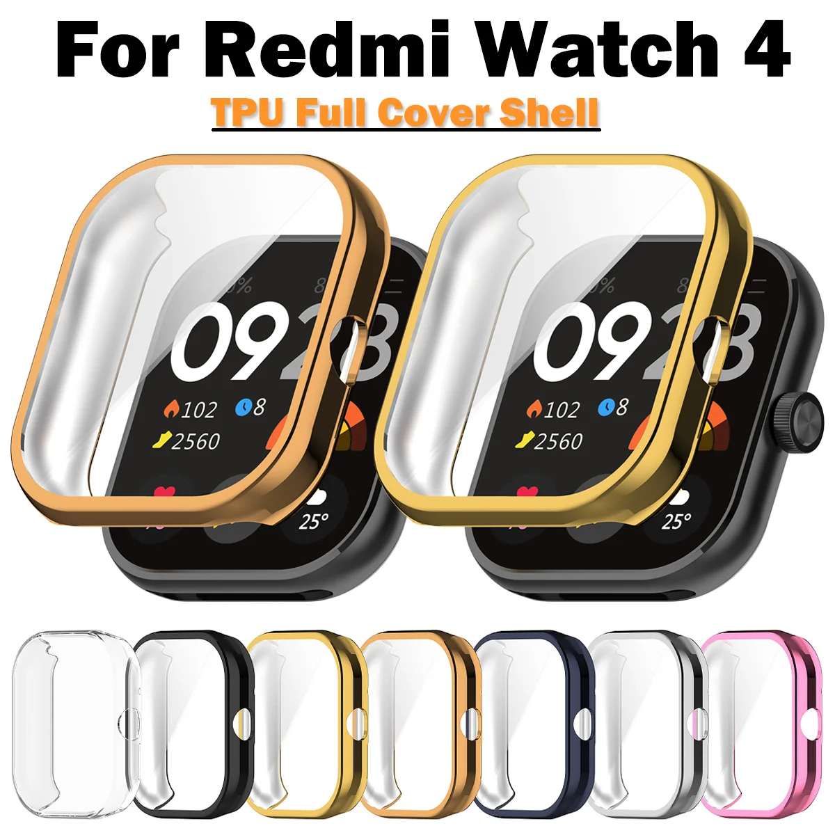 TPU Case For Redmi Watch 4 Full Silicone Soft Protective Screen Protector Fashion Colors Smart watch Straps Casing Accessories