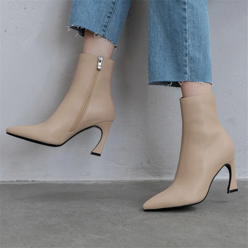 Autumn/Winter Women Boots Pointed Toe Thin Heel Shoes Microfiber Shoes High Heel Shoes Concise Modern Boots ботинки женские