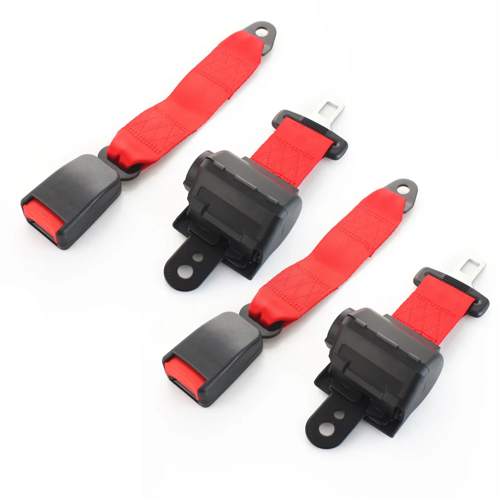 Two-point Red Automatic Telescoping Universal Car Seat Belts Safety Belt Quick Release Buckle Lap