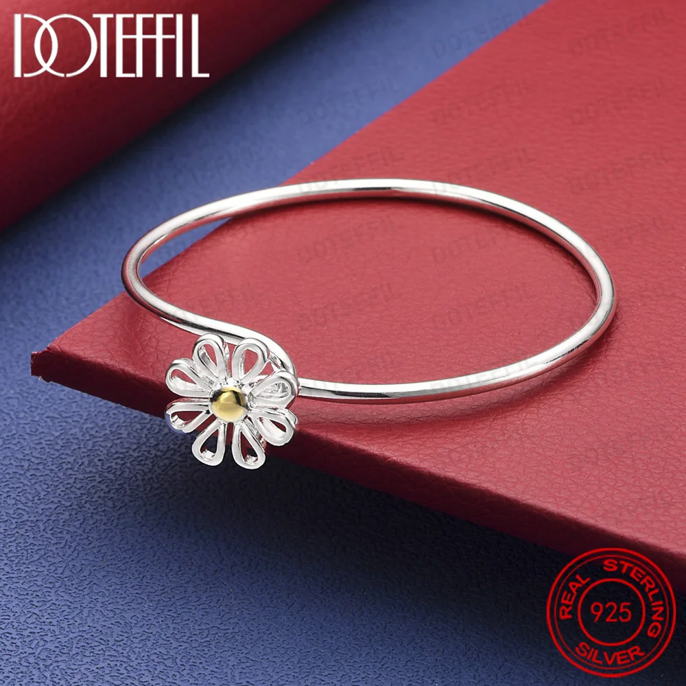 Blumen-Armreif aus 925er-Sterlingsilber für Damen, Hochzeit, Verlobung, modischer Charme, Party-Schmuck