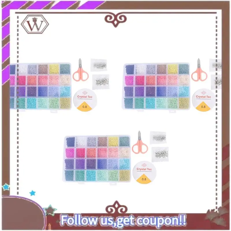 (New)-72000 Pcs Multicolor 2Mm Pony Glass Seed Beads With Lobster Clasps, Open Jump Rings And Elastic Crystal String