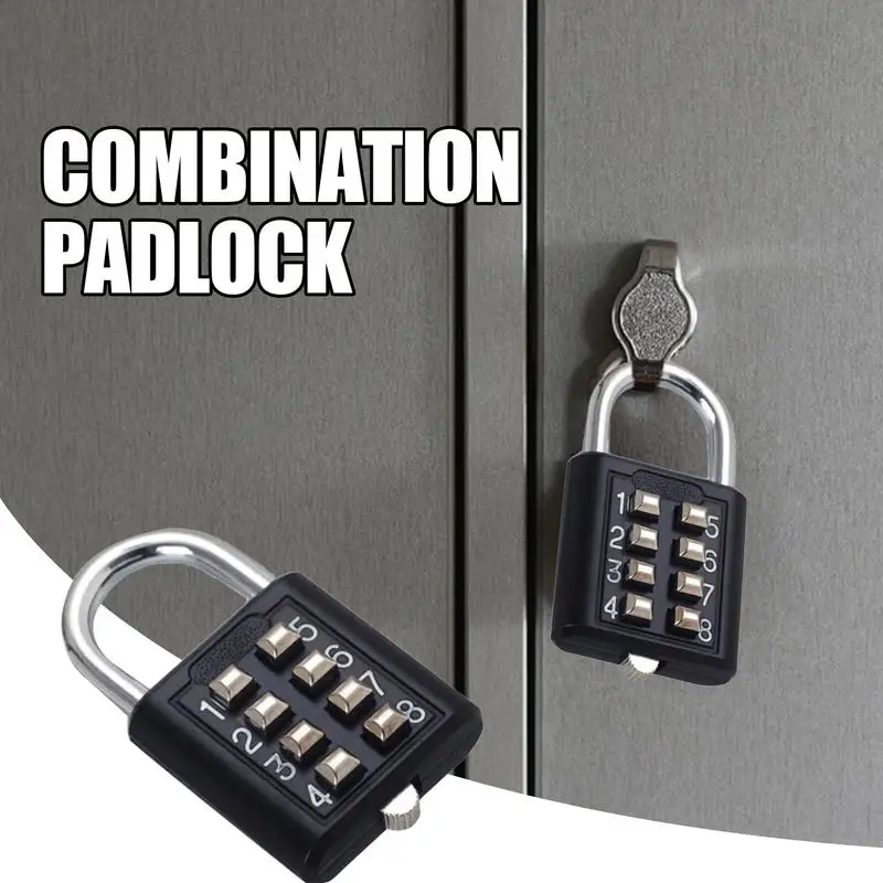 Gym Padlock With Code Button Combination Security Padlock 8/10 Digits Digital Code Padlock Small Locker Lock For Fence Students