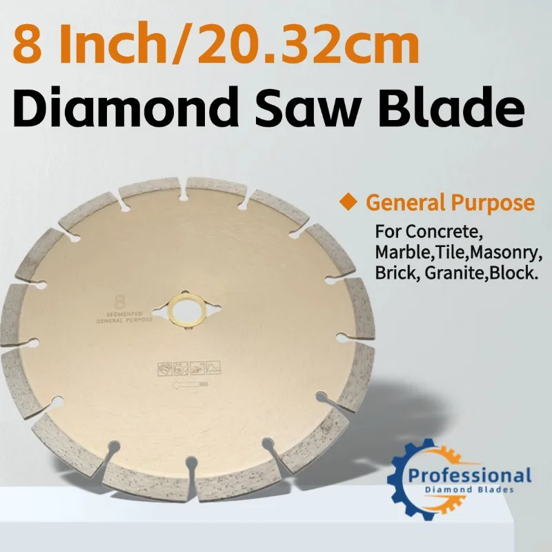 

8 Inch Diamond Blade with 7/8"-5/8" Arbor, General Purpose Concrete Blade Dry/Wet Cutting Marble Masonry Brick Block Stone