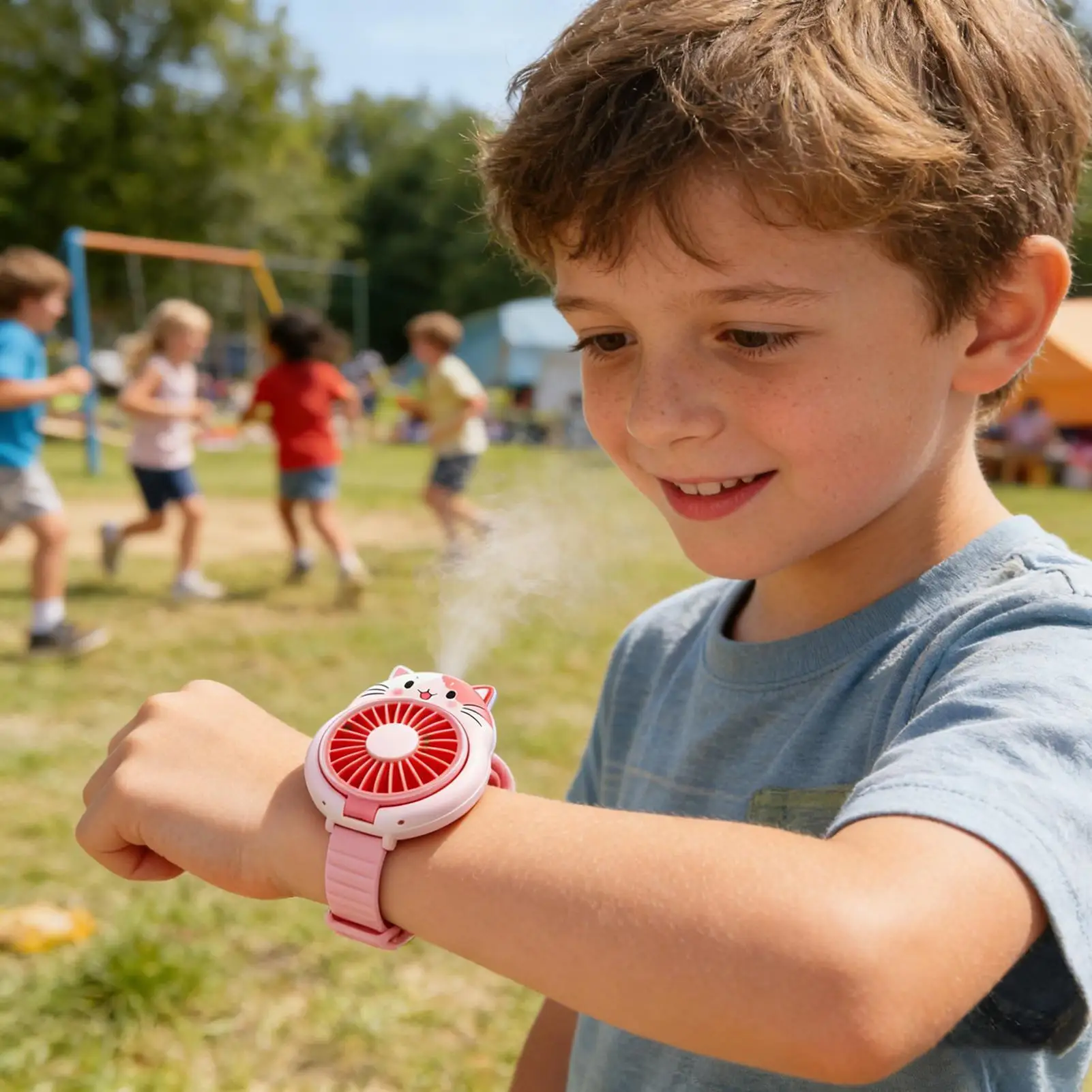 Mini Fan Foldable With Wrist Strap Funny Watch Outdoor Small Fan For Kids Boys Girls Summer Indoor Outdoor Travel Camping Picnic