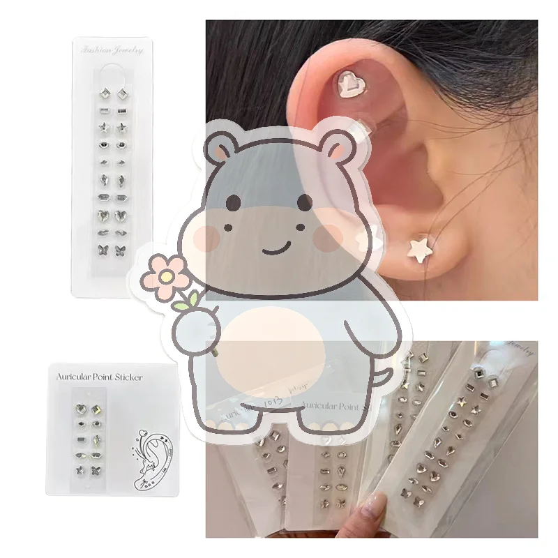 Fashion Fancy-shaped Rhinestone Ear Point Stickers Ear Pressure Patches Acupuncture Auricular Ear Stickers Massage Jewelry