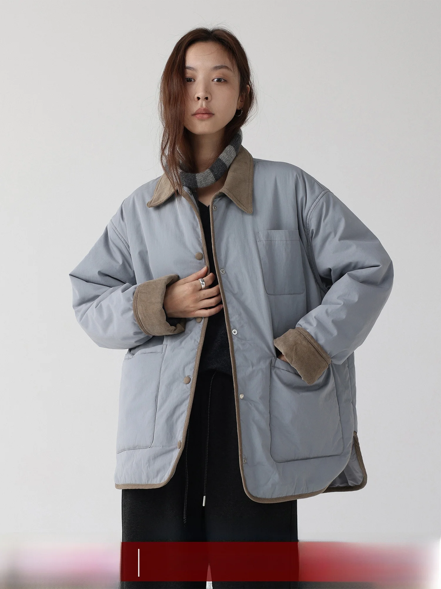 

LowCalorie вельветовый воротник в стиле пэчворк Thi хлопок Jaet осень-зима теплая верхняя одежда женское пальто LowCalorie Faion