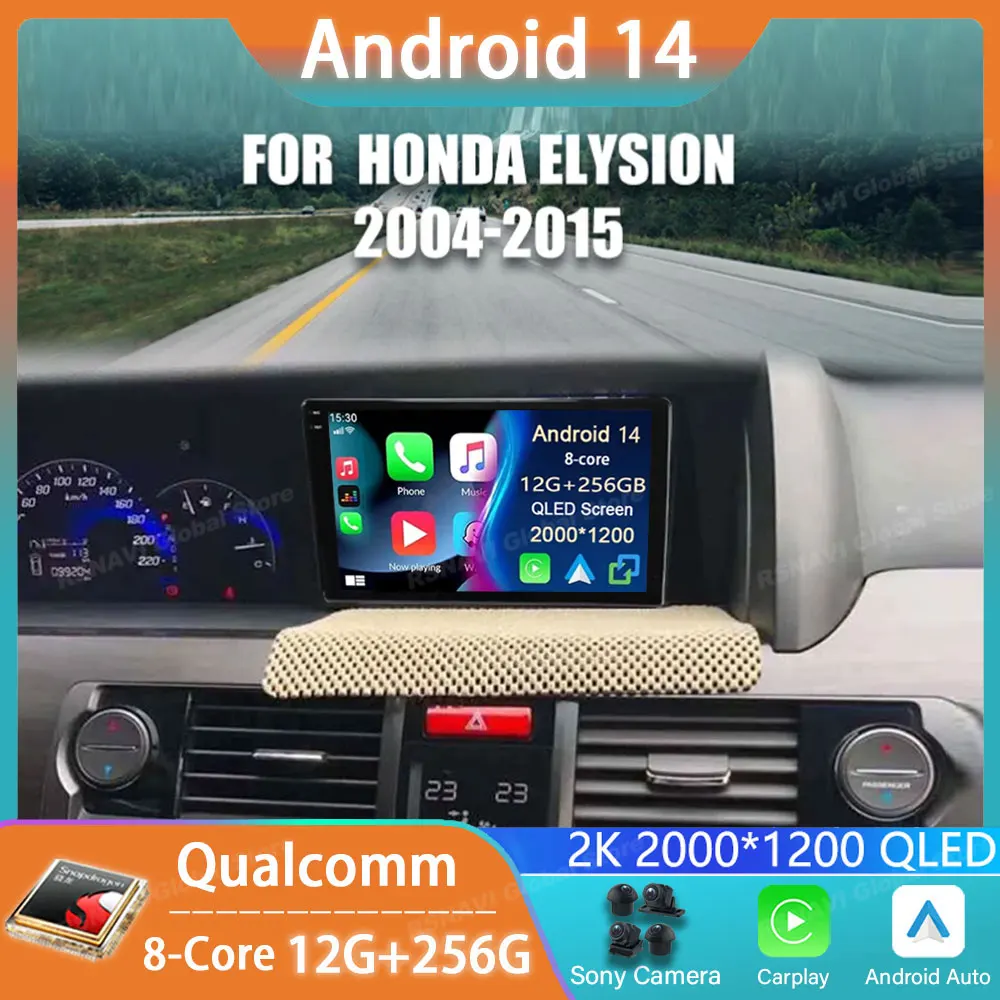 Autoradio Android 14 Voor Honda Elysion 2004-2015 Stereo Multimedia Auto Speler Navigatie Video GPS Stereo Audio DSP Head Unit