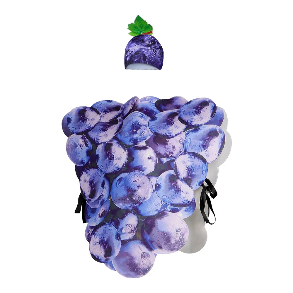 Funny Grape Fruit Costume Halloween Cosplay 3D Realistic Pullover Top Full Set Carnival Fancy Dress Party Stage Roleplay Outfit view 2