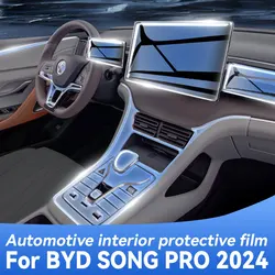 For BYD SONG PRO 2024 Gearbox Panel Navigation Screen Automotive Interior TPU Protective Film Cover Anti-Scratch Sticker