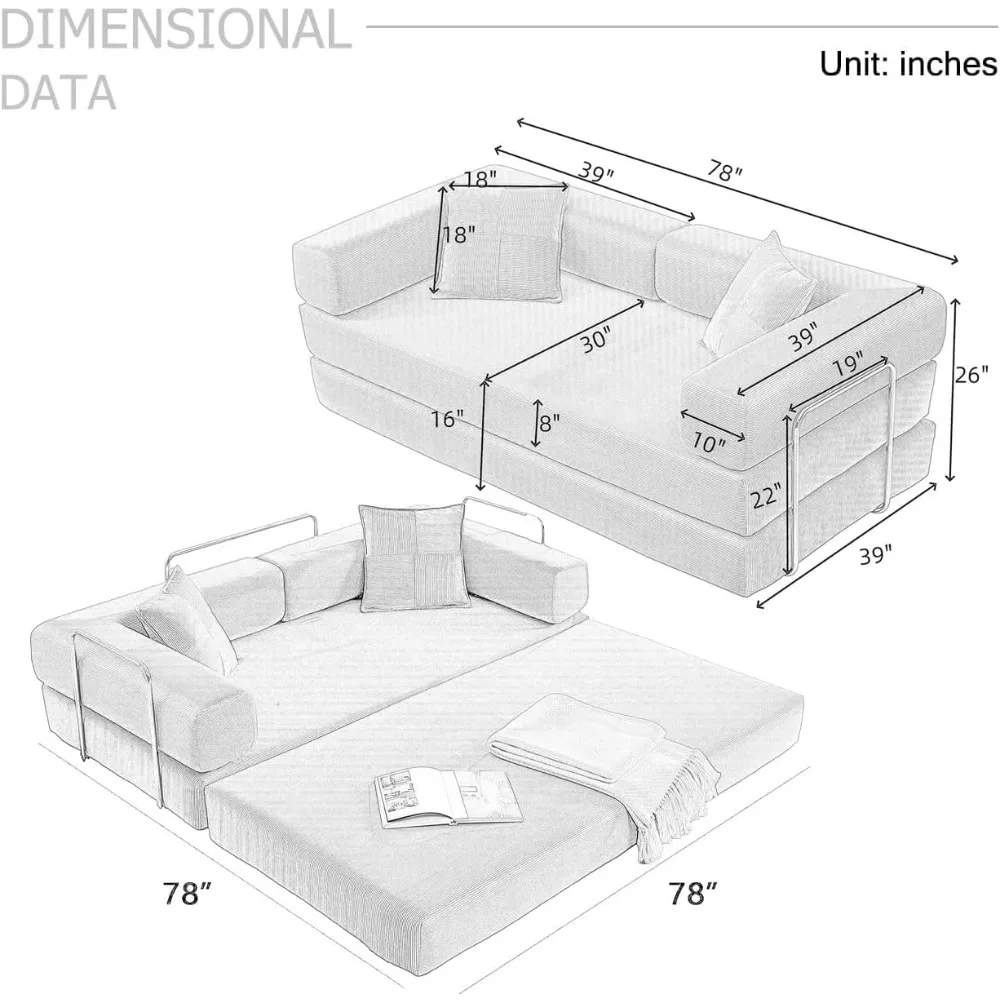 Convertible Sleeper Sofa Bed 78
