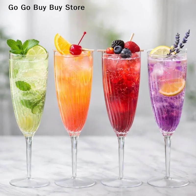 1 PCS 180/240ml Plastic Wine Glasses Vintage Champagne Cups Cut Goblets Unbreakable Cocktail Glasses Reusable Cold Drinkware