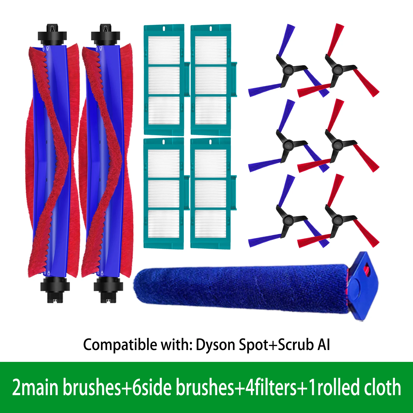 

Replacement Kit For Dyson Spot+Scrub AI Main Side Brush Filter Rolled Cloth Robot Vacuum Cleaner Accessories