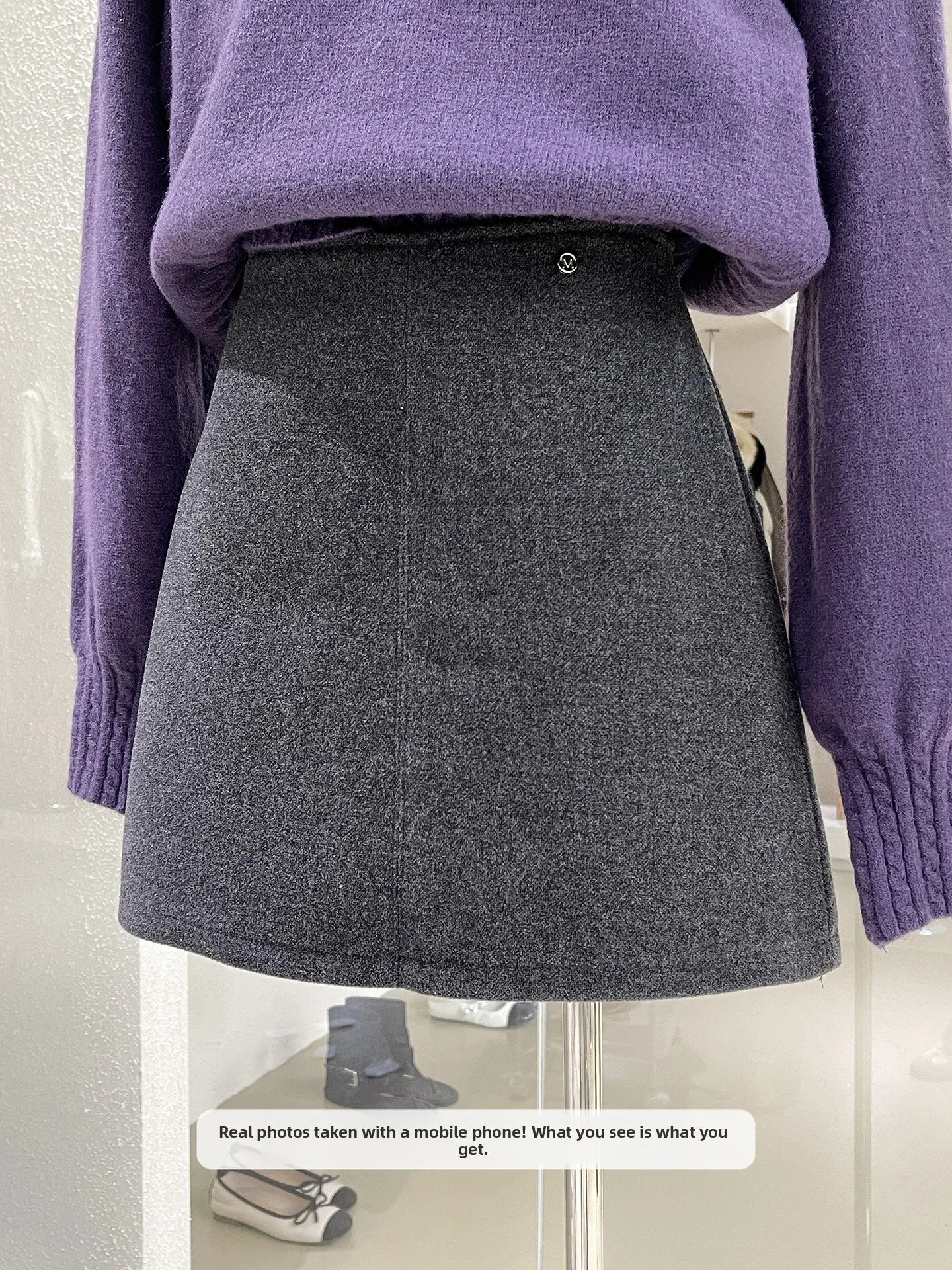 Korean mat High Waist Woolen  Skirt Women's 2025 New Sle Slimming Anti-Light A-Line Skirt Casual Fit