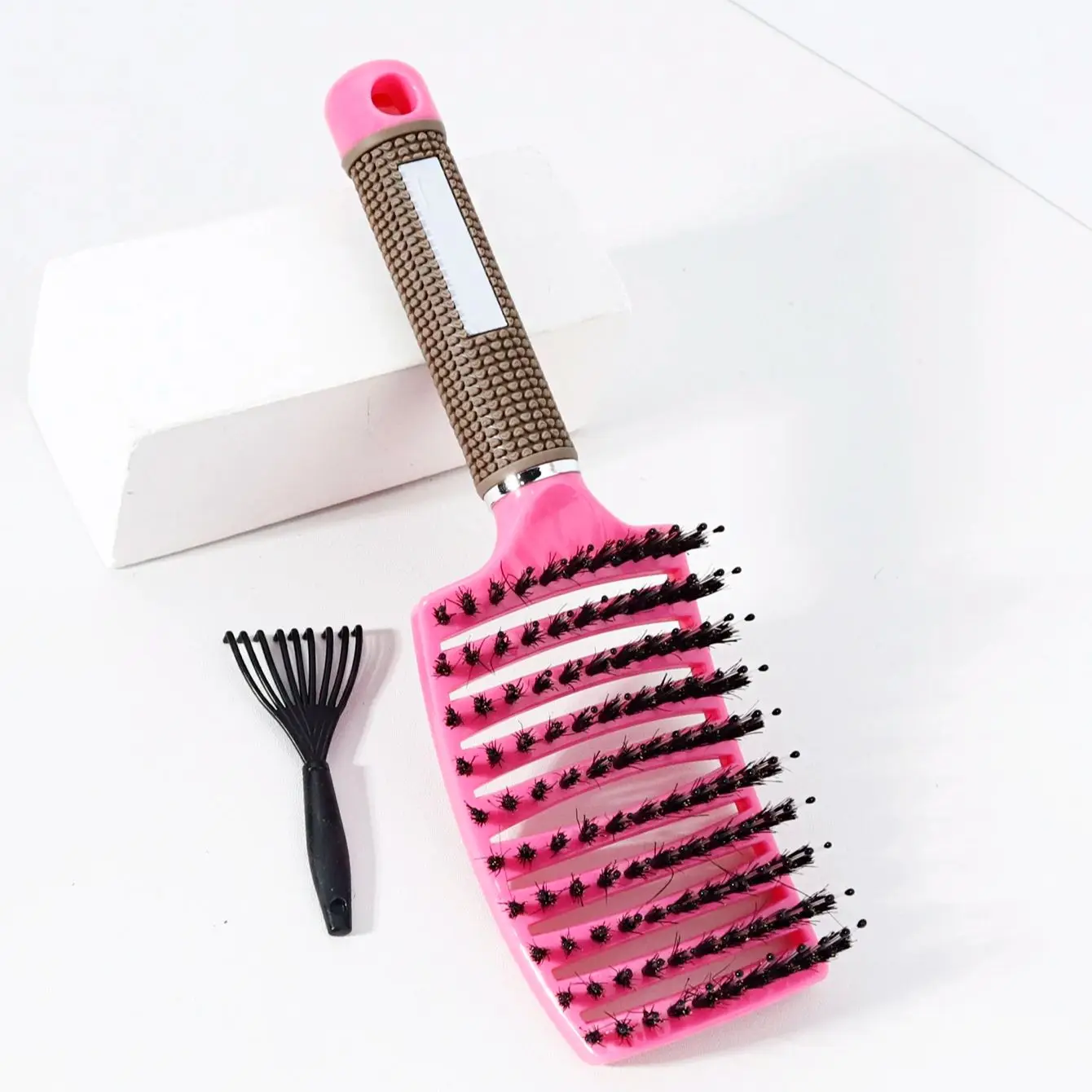 2pcs comb set, bristle large curved comb and cleaning claws, curved ventilated large curved comb,Special for real hair wigs image 4