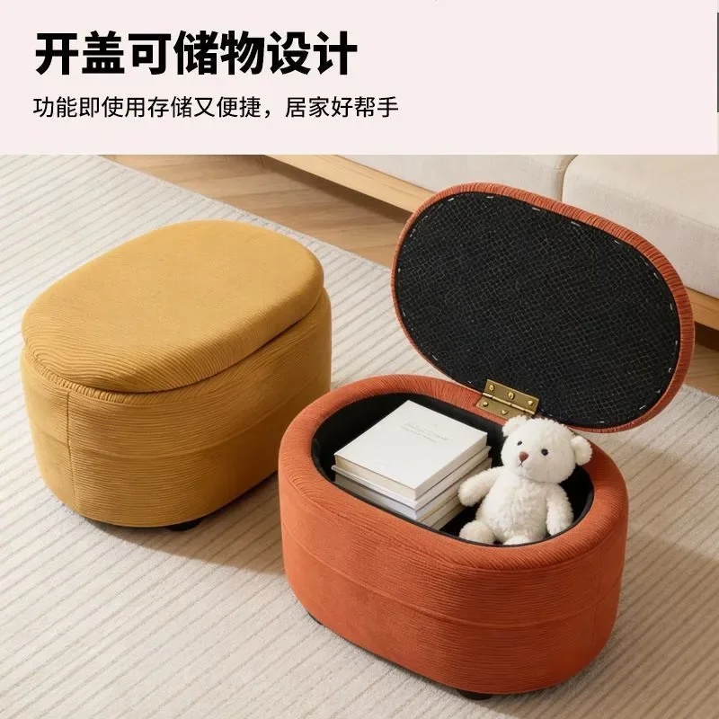 Corduroy Storage Stool Large Capacity Ottoman for Home Foyer Shoe Changing Living Room Coffee Table Dormitory Seat Bench