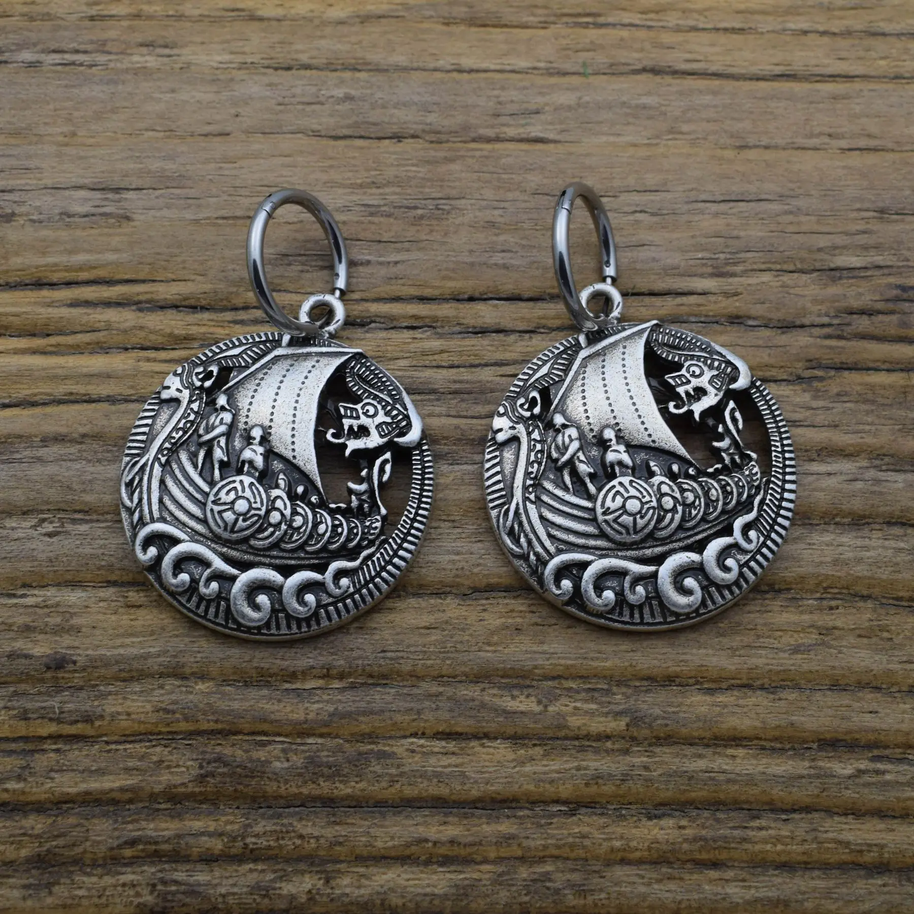 أقراط سفينة الفايكنغ قلادة ، مجوهرات دينمارك ، قارب التنين ، حارس التنين ، قارب طويل