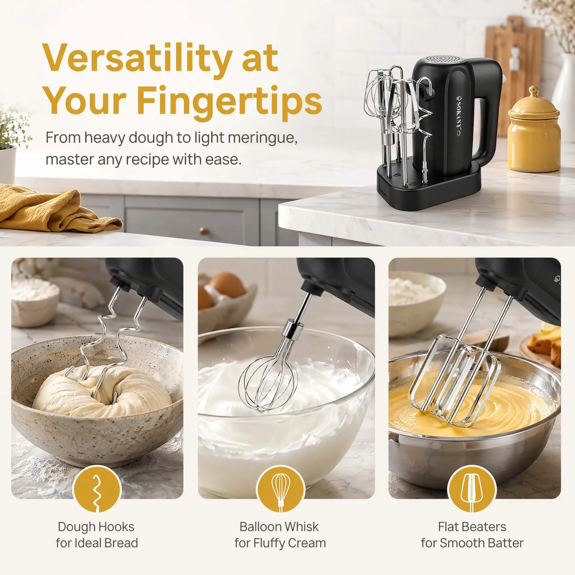 Cross-border EU-standard electric handheld egg beater 400W household mixer, cream whisk, and dough mixer
