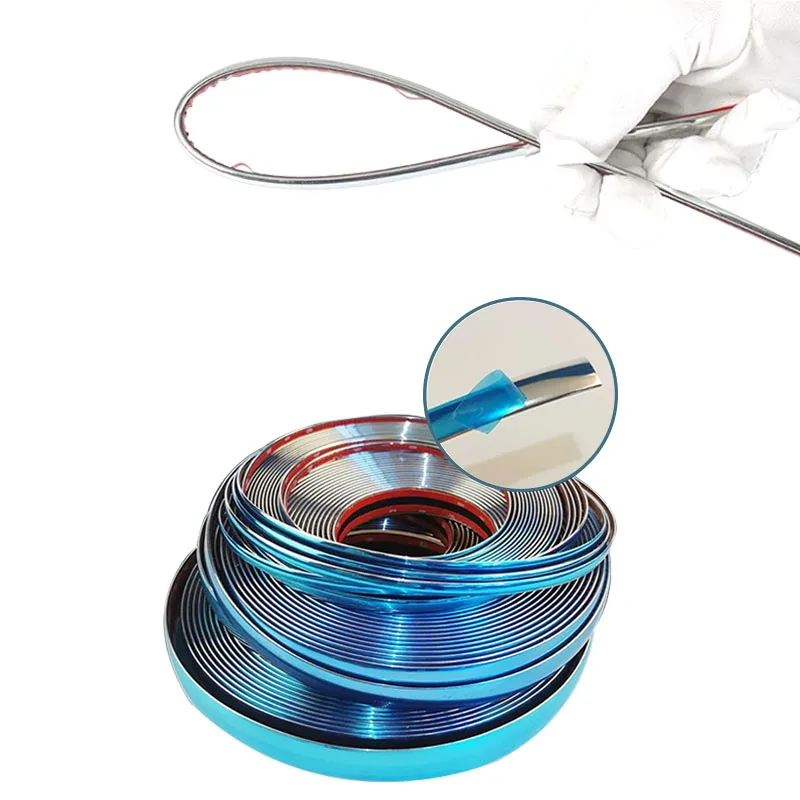 لامعة سيارة الزخرفية تقليم السيارات نافذة حافة الكروم ديكور قطاع الكسوة 3M/5M الوفير تأثير بار اكسسوارات السيارات #2