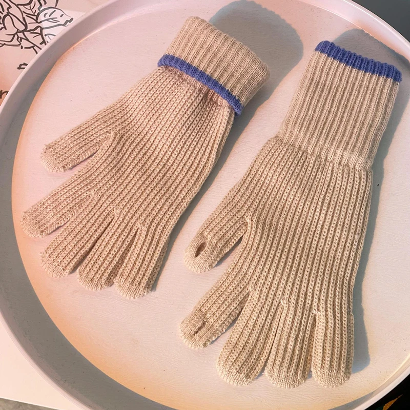 2022 Winter Nieuwe Gebreide Vingerloze Handschoenen Vrouwen Spelen Telefoon Touch Screen Thicken Warm Gebreide Stretch Volledige Vinger Handschoenen T180