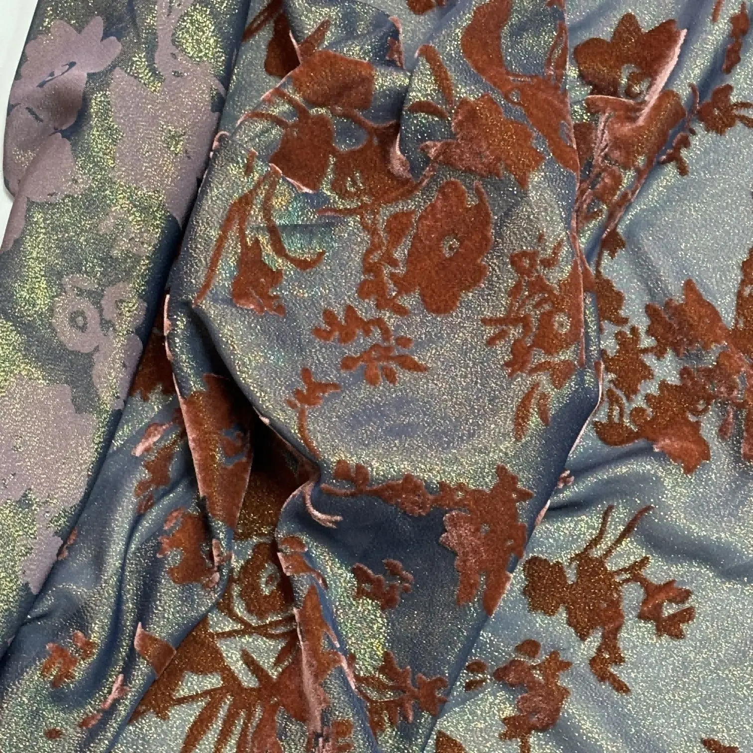 

1362 Silk Woven Burnt out Velvet Fabric Cheongsam Dress Cloth Skirt Bed Cover