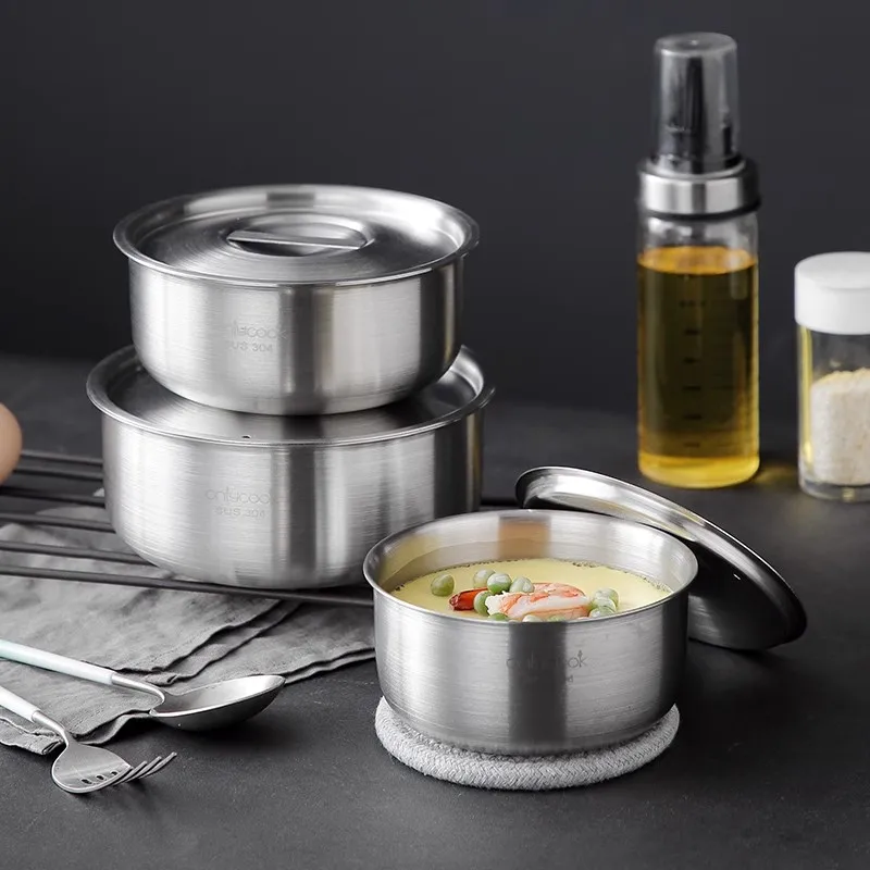 

Home Use Food ade 304 Stainl Steel Sted Egg Bowl Flat Bot Soup Bowl Slow Cooker Bowl Ster Bowl Korean Sle